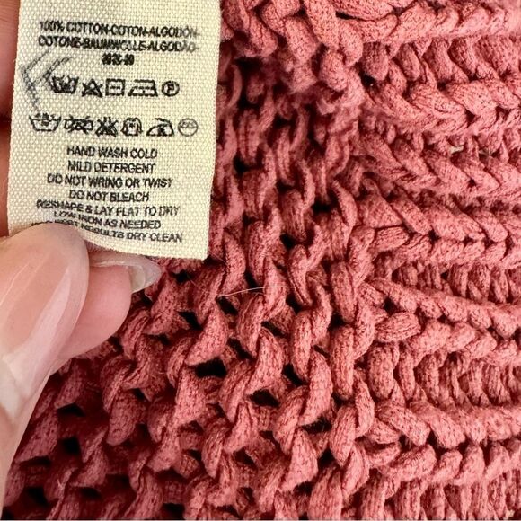 Free People Women's Open-Front Knit long Cardigan Sweater - Pink size large - Picture 6 of 6